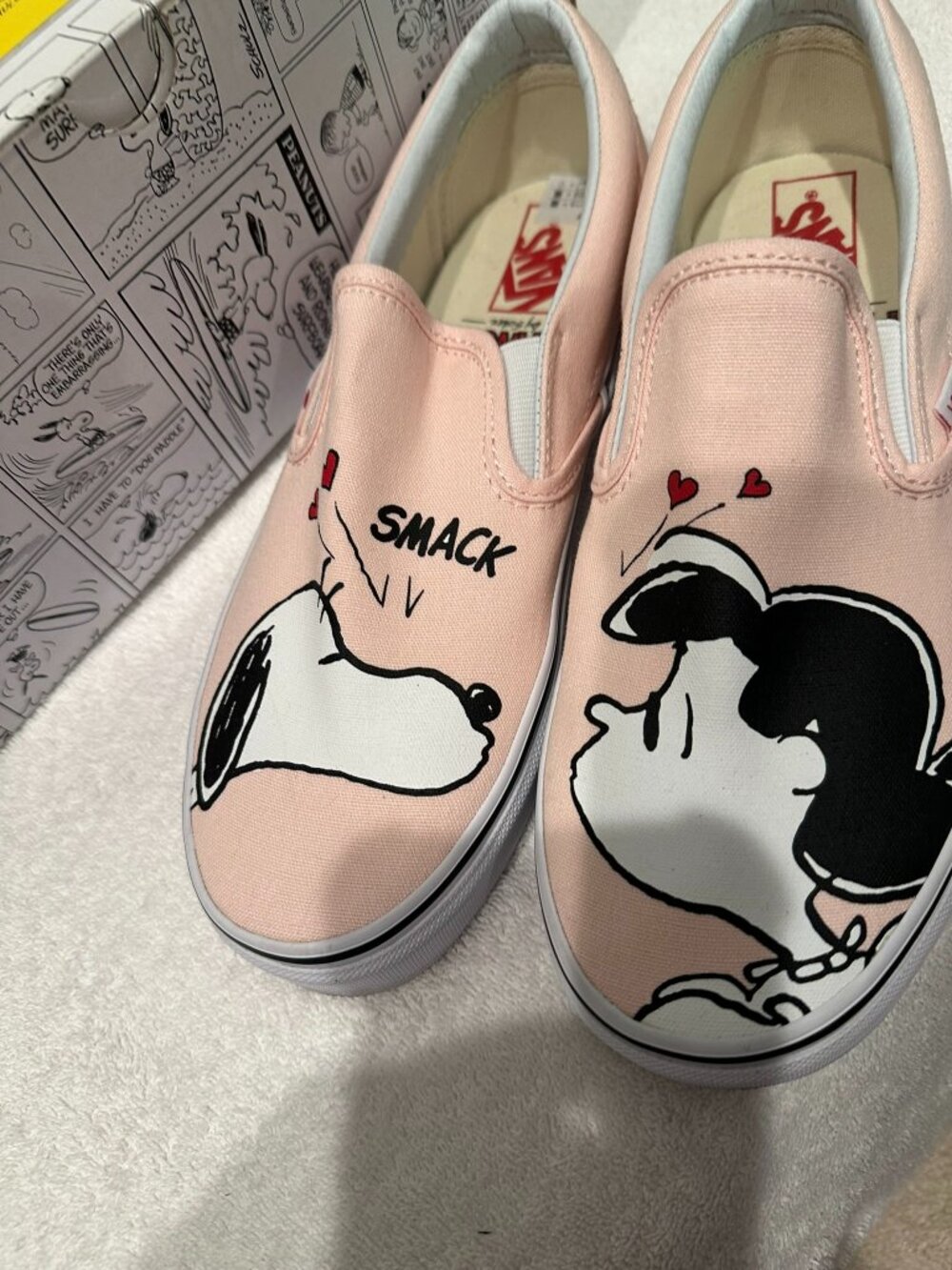 Vans Peanuts Snoopy Pink Canvas Slip On Sneakers